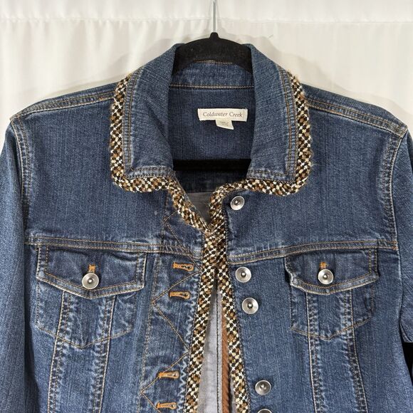 Coldwater Creek Denim Jacket Women's P12 Dark Wash Denim Button Up Cotton Blend - Picture 2 of 11